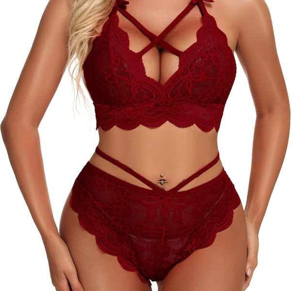 Women Lingerie Set Lace  and Panty Set Strappy Lace Lingerie